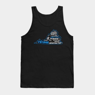 Charlottesville Virginia cute map Virginia Beach, Chesapeake, Norfolk, Richmond, Newport News, Alexandria, Hampton, Roanoke, Suffolk, Reston Tank Top